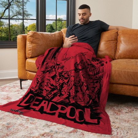 Deadpools Assemble! Avengers Silk Throw Blanket